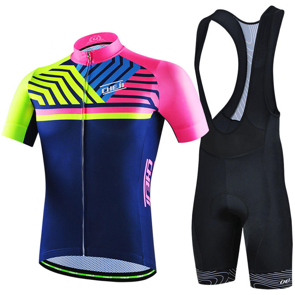 2026 Summer Breathable MTB Road Ridding Wear for Men,Short Sleeve Cycling Jersey with Gel Padded Bib Shorts,Quick-dry Soft Mesh Clothing,Bicycle Wear