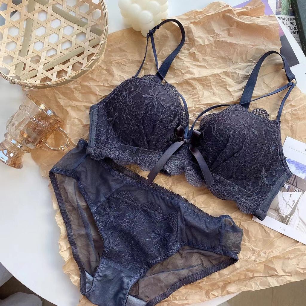 Sexy Lace Corrective Push Up Bra Set, Side Gathering Shaping Small Bust Women Lingerie Set