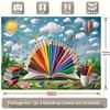 Colorful Pencil & Book Backdrop, Art Classroom Photography Background