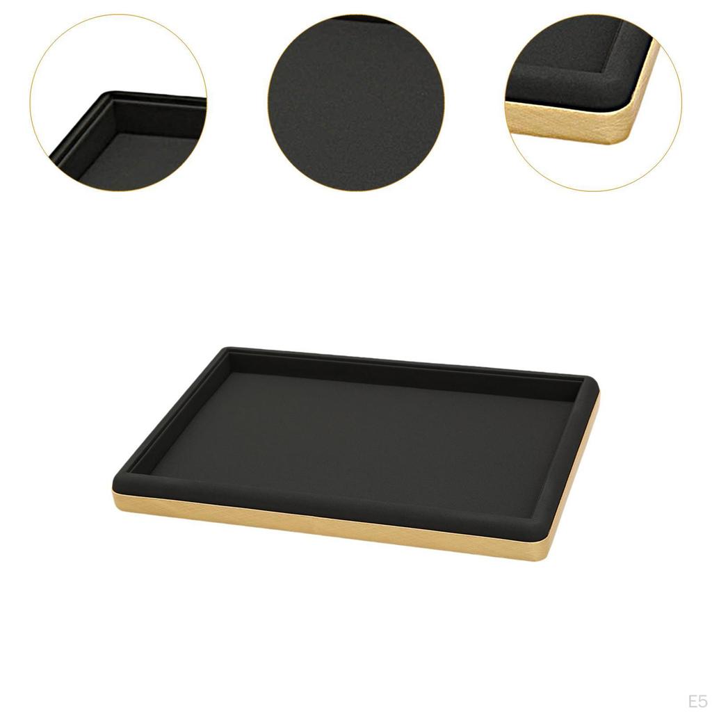 Brushed Leather Jewelry Display Tray, Empty And Flat Storage Tray for Cases,