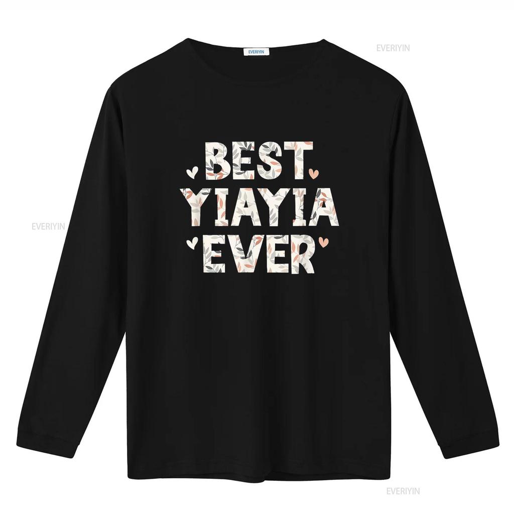 Best YiaYia Ever Floral Family Love Hearts Yia T Shirt Vintage Washed Breathable Stylish Streetwear Stretched Homme Graphic