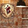 Metal Round Jesus Religious Wall Art, Angel Decor for Christian Home Living Room