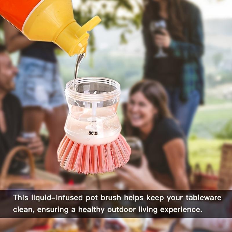 3-Pack Color-Choice Premium Kitchen Cleaning Brush with Ergonomic Handle - Gentle Scrubbing Bristles for Utensils, Pots & Outdoor Use - Portable