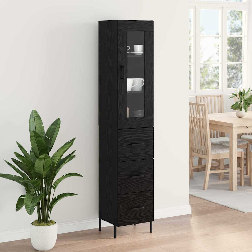 Highboard in Black Oak Look 34.5 x 34 x 180 cm Particleboard