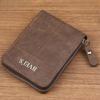 Men's Short Wallet Card Holder Zipper 3 Fold Purse Leather Money Clip Retro Casual Buckle Square Bag