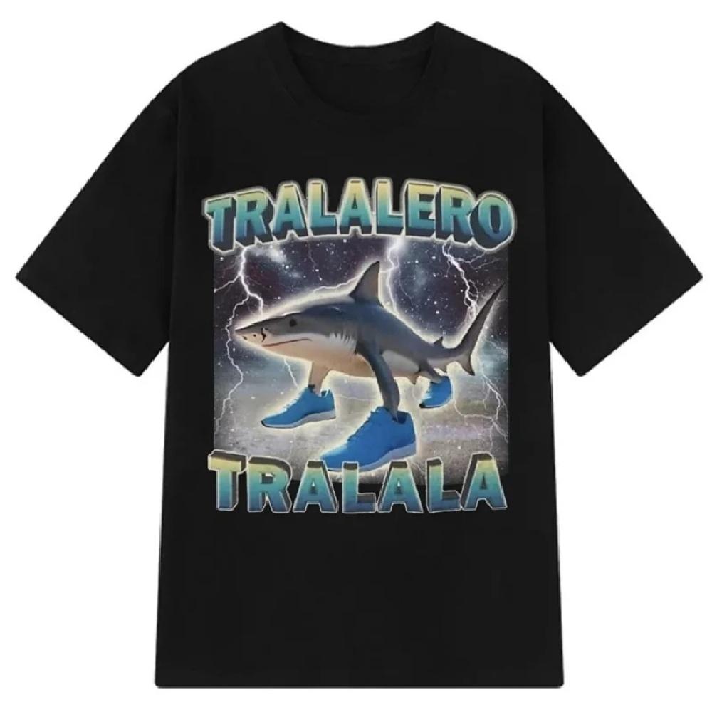 Italian Brainrot Tralalero Tralala Tung Tung Tung Sahur T Shirt Men Bombardiro Crocodilo Funny Meme T-Shirt Women Y2k Tees Tops