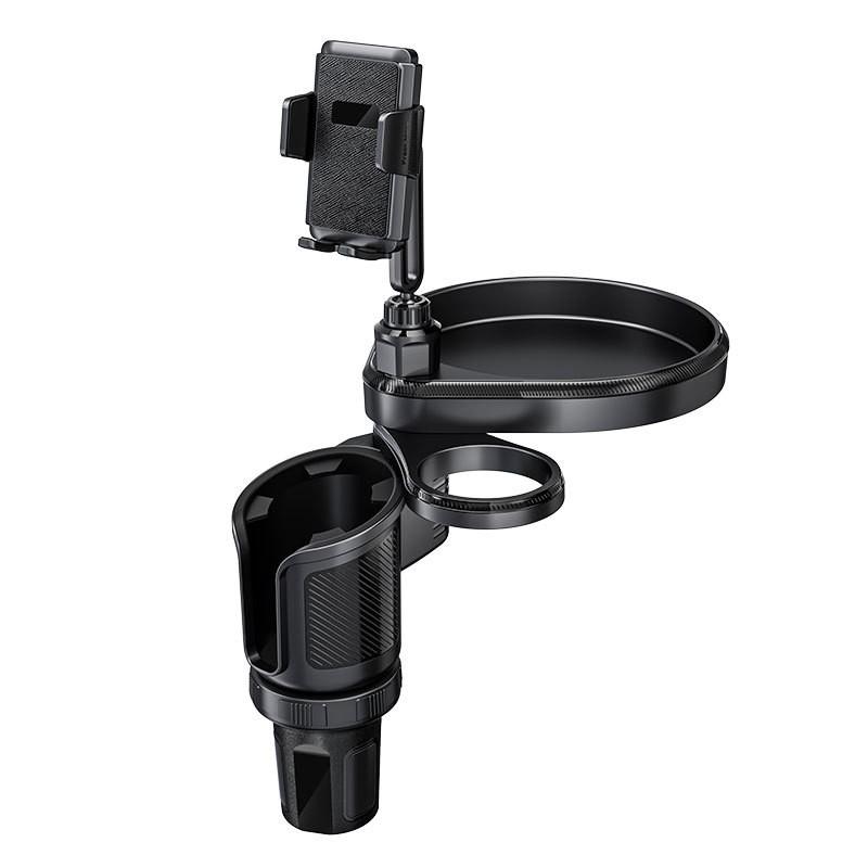Adjustable Car Cup Holder Mount With Phone Stand Multi-Function Tray Dashboard Or Center Console