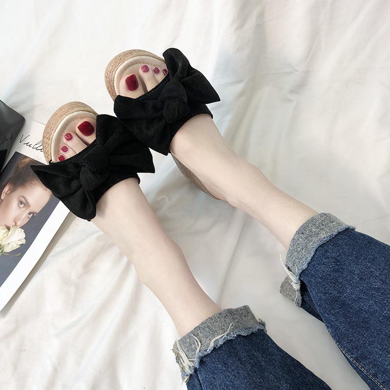 

Thick-soled wedge slippers, new muffin shoes, women wear beach tide slippers 35 чорний