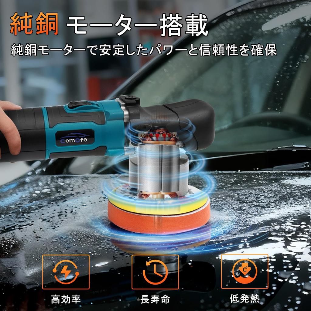 Polisher with 8mm Random Electric Car Polisher for Cars and for Car Mirror Scratch Car Rust Metal and Includes Japanese Corded, Dual-Action Orbital,