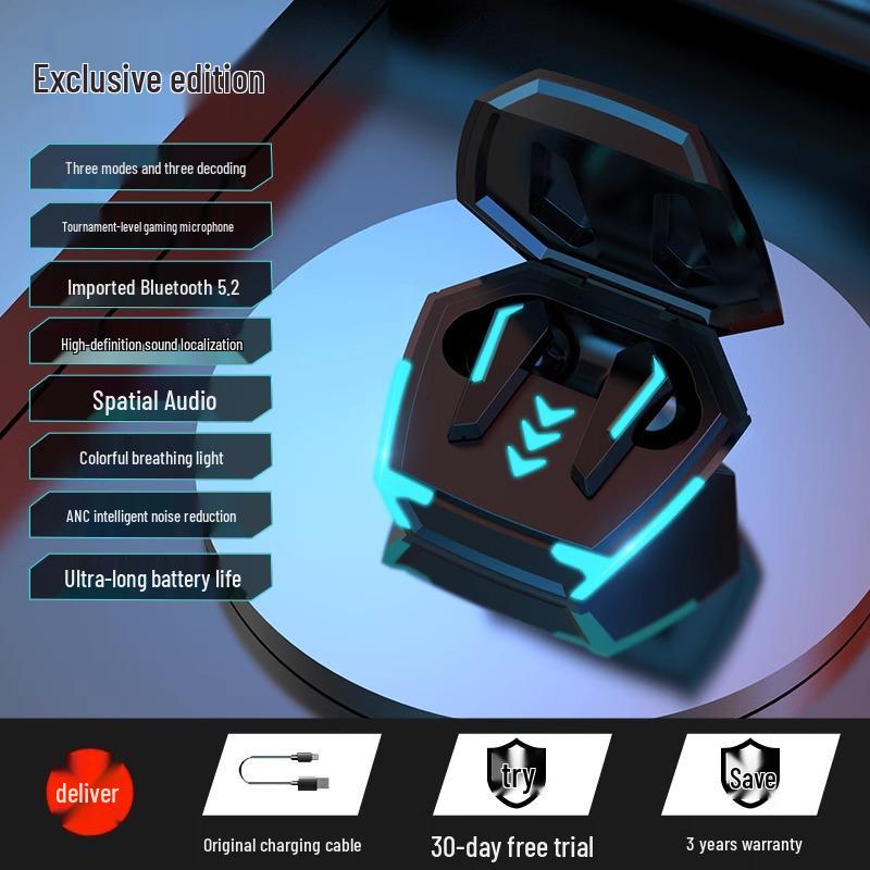 High-Quality Wireless Bluetooth Gaming Earphones with Low Latency, In-Ear Sound Localization, and Long Battery Life