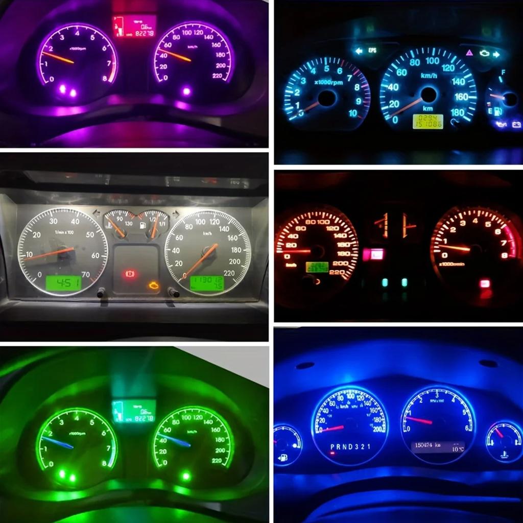 10/50pcs T5 LED W3W Car Wedge Dashboard Light Gauge Instrument Lamp Indicator Reading Light White Blue Green Yellow 12V
