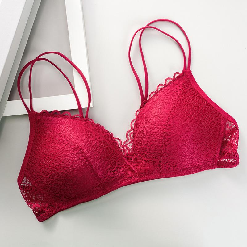 Women's Lace Floral Bralette Solid Color Sleeveless Vest Push Up Bra