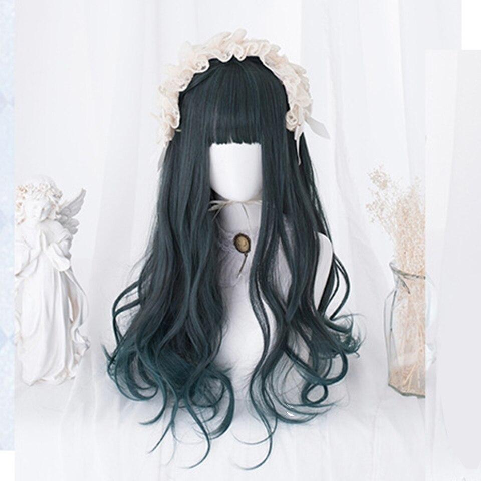 Halloween Long Curly Hair Lolita Wig Women's Synthetic Hair Heat-Resistant Fiber Red Blond Black Blue Pink Wig Cosplay LUPU