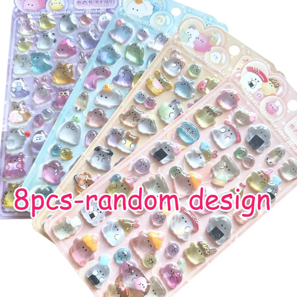 New Hotcute 3D Ghost Family Relief Crystal Stickers - Kids Educational Reward Decals For Phone Album Handicraft & Diy Decor