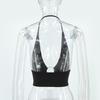 Women Sexy Slim Fit Solid Halter Cropped Cami Top