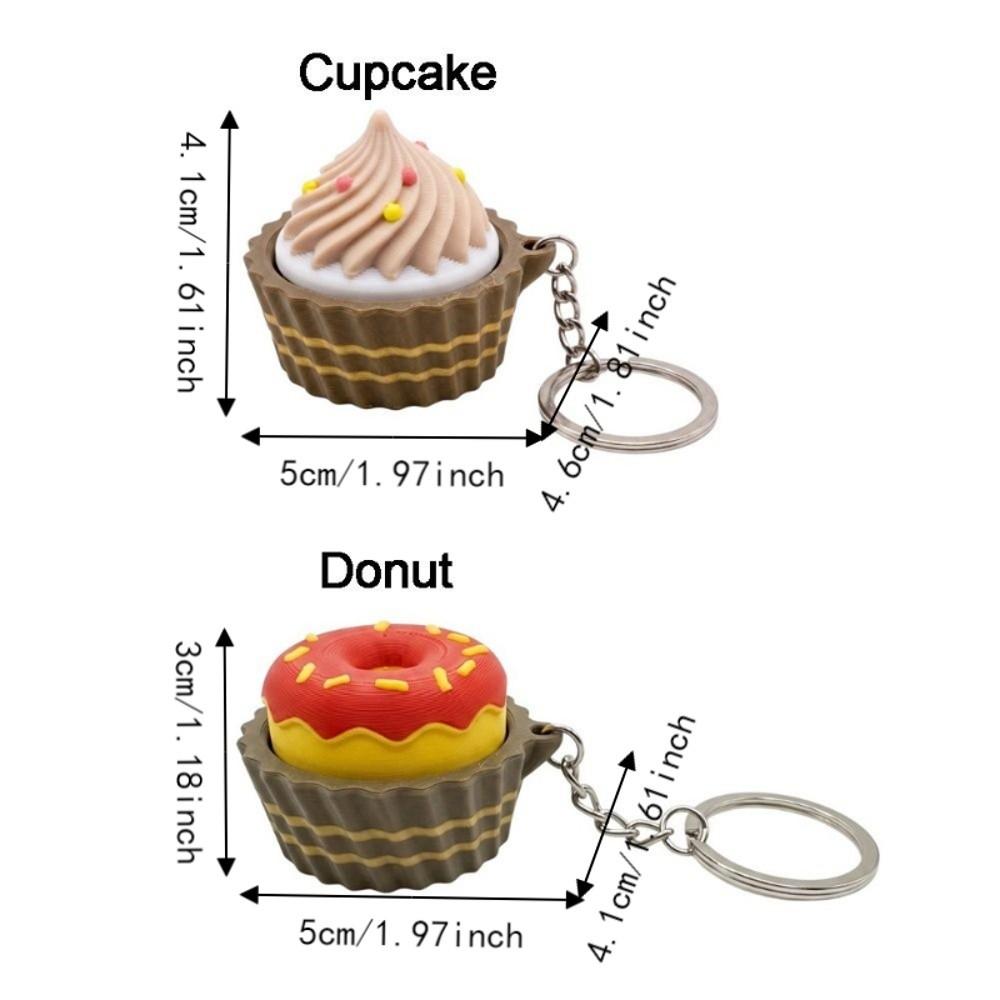 Simulated Dessert Clicker Keychain 3D Printed Cupcake Donut Key Chain  Backpack Decor