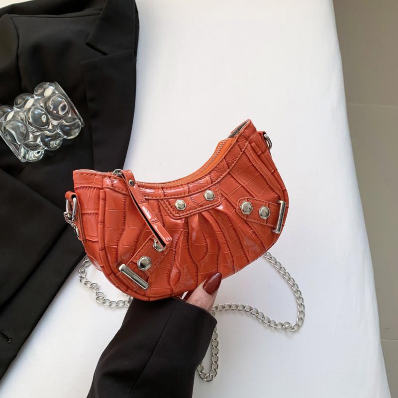 

Stylish Pu Stone Pattern Chain Shoulder Bag For Women Orange