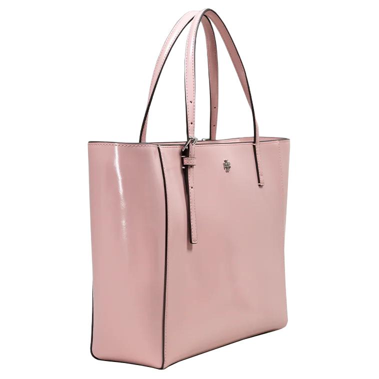Tory Burch Emerson Metallic Logo Patent Leather Tote Bag Crossbody Handbag Women Bags Light-Pink 139310-667