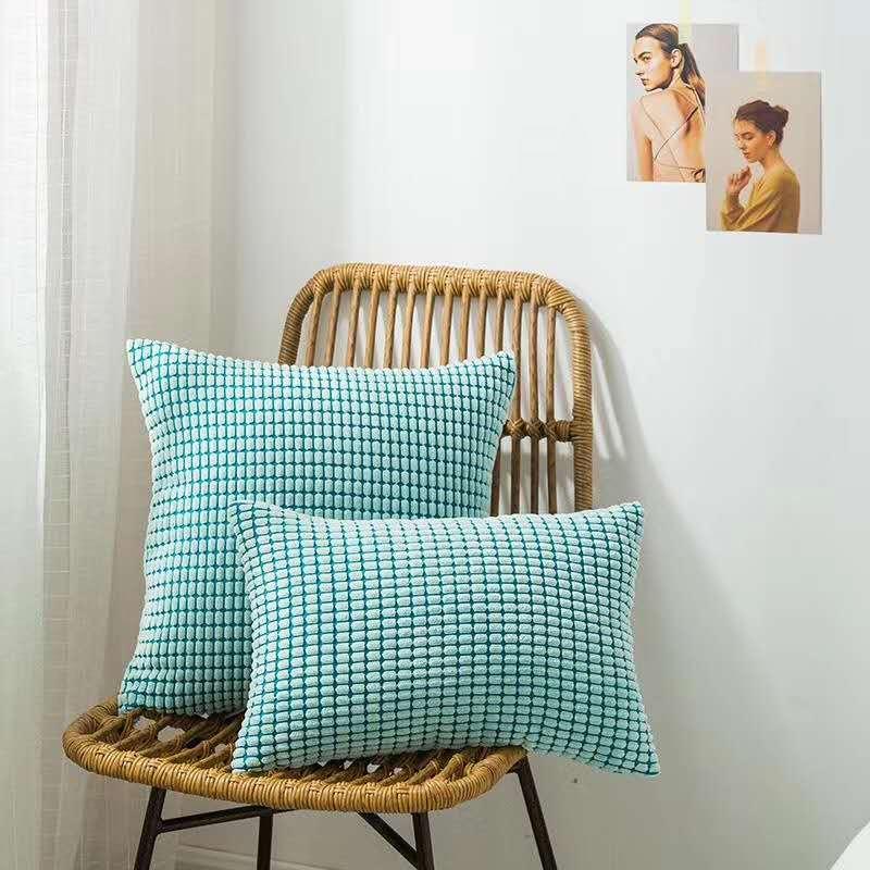 Nordic Corduroy Throw Pillow - Modern Sofa Cushion with Corn Kernel Design