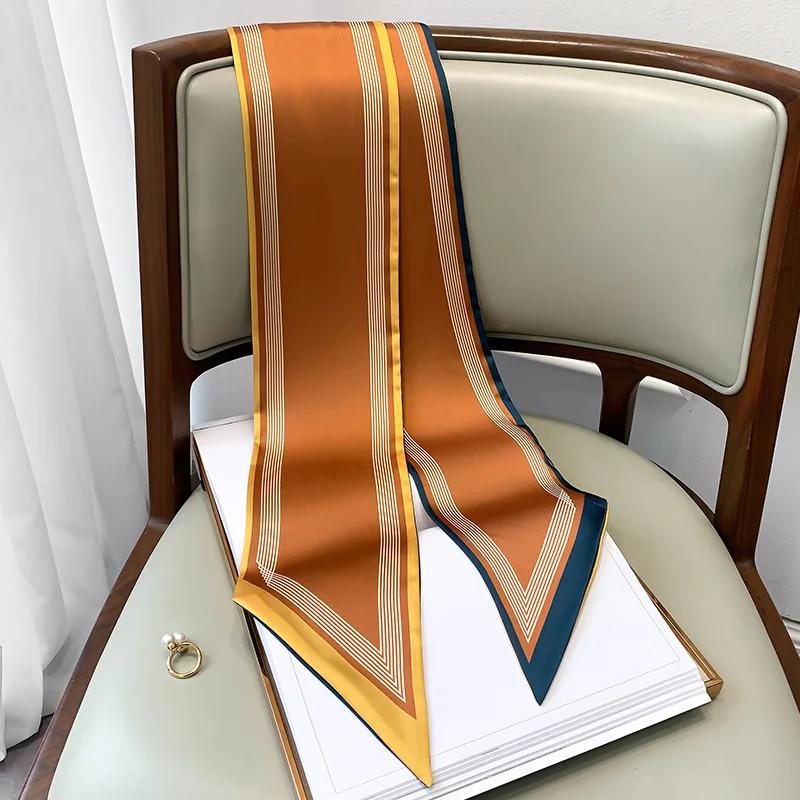 Long Silk Scarf Bag Tie Lady Neck Skinny Scarves Hairband Foulard Horse Print Brand Lady Neckerchief Ribbon  Spring New