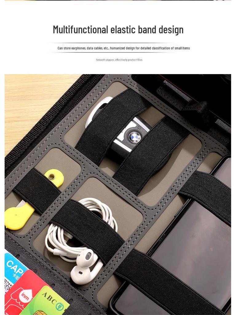 Multifunkční obchodní kabelka A4 s powerbankou, USB flash diskem a úložnou složkou.