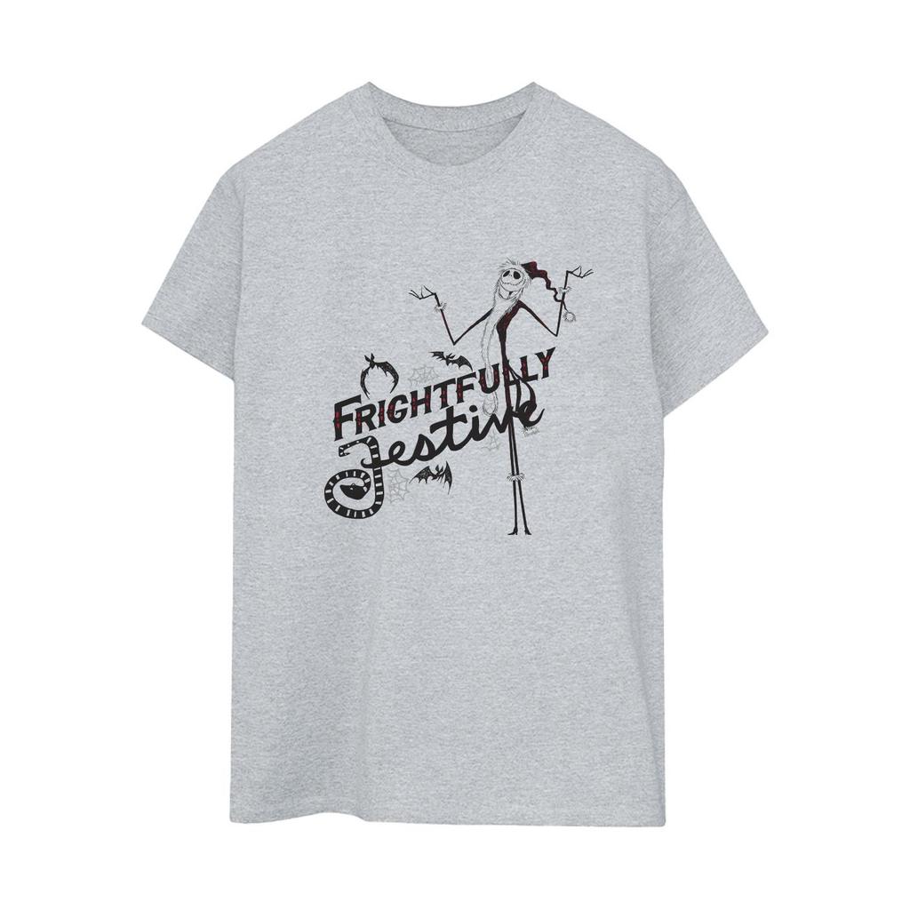 Disney Womens/Ladies The Nightmare Before Christmas Frightfully Festive Cotton Boyfriend T-Shirt