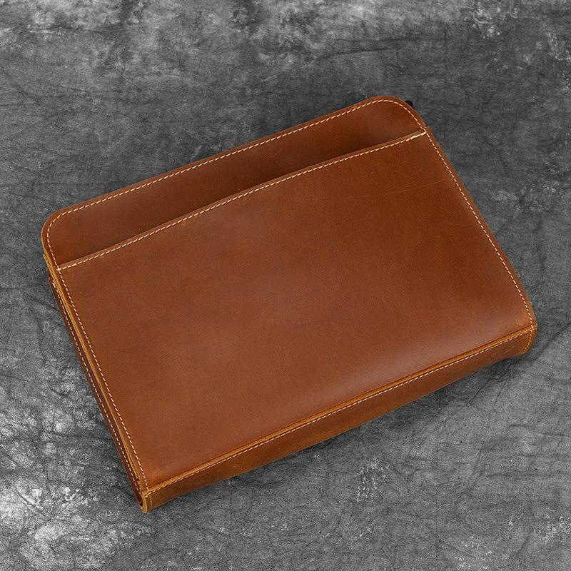 Handbag Business Wallet With Handbelt Large Capacity Men'S Handbag Crazy Horse Leather Retro Handbag First Layer Cowhide