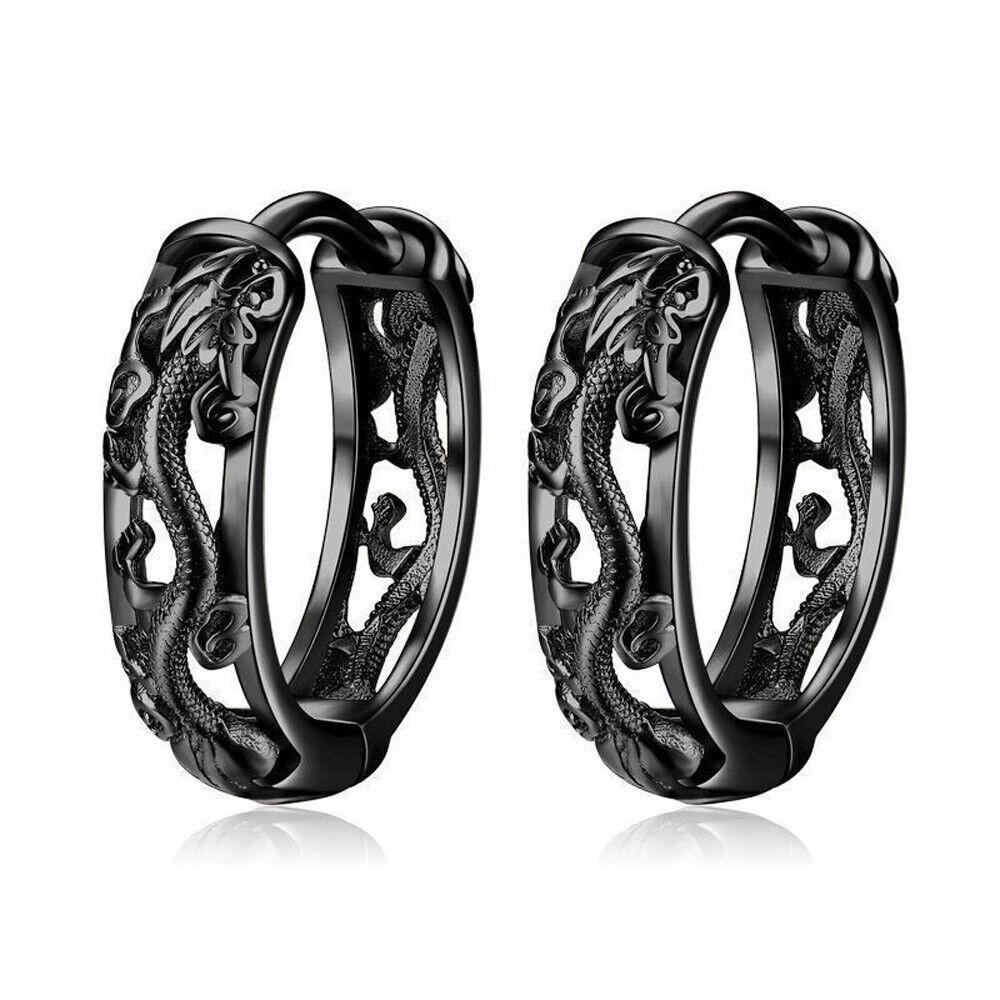 Coole Hip Hop Herren Street Punk Runde Ohrringe Hohl-Creolen Drachen Schmuck Zubehör Geschenke