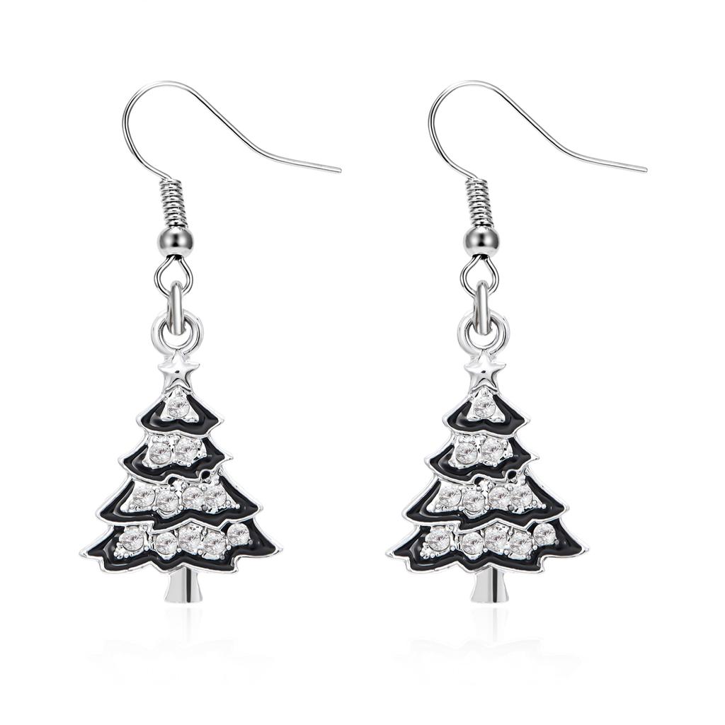 Fashion Crystal Beads Christmas Tree Zircon Santa Claus Earrings Dangle Stud For Women Xmas Party Jewelry Gift