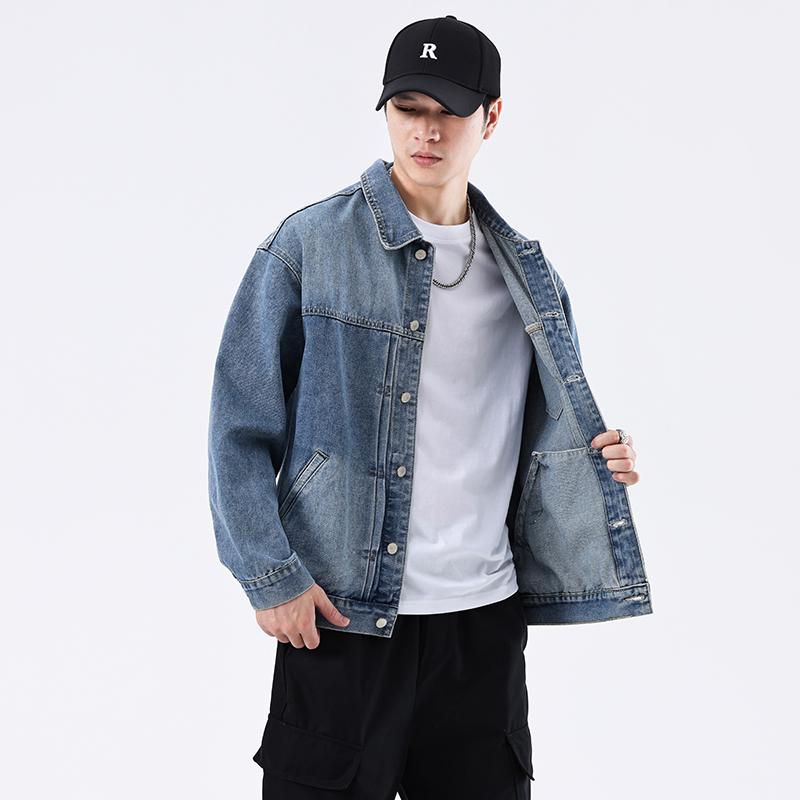 Tonlion Denim Jackets Men's Blue Tone Lapel Moderate G6303140565080K