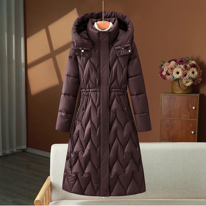 Winter Waist Hooded Loose Down Cotton-padded Clothes Rhombus Long Knee-padded Clothes Women's Cotton-padded Jackets Warm Jackets