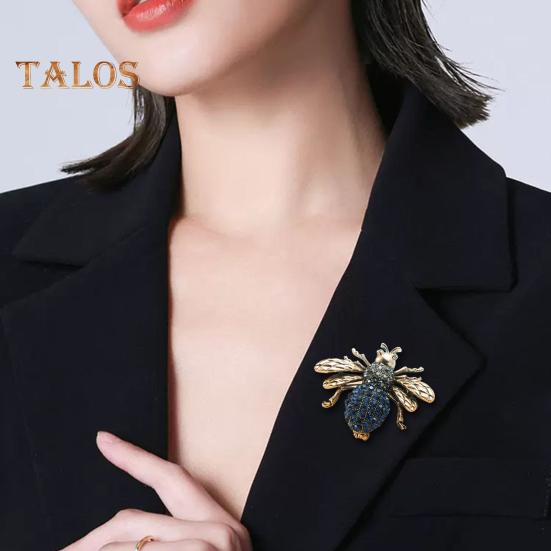 Unisex Brooch Bee Shape Alloy Rhinestone Decor Anti-slip Bag Coat Collar Hat Scarf Decoration Clothes Pin Party Prom Garment Jewelry