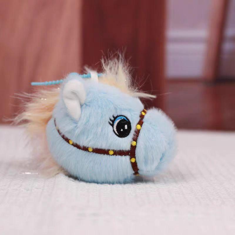 Cute simulated pony plush toy doll horse head doll keychain pendant zoo commemorative doll gift