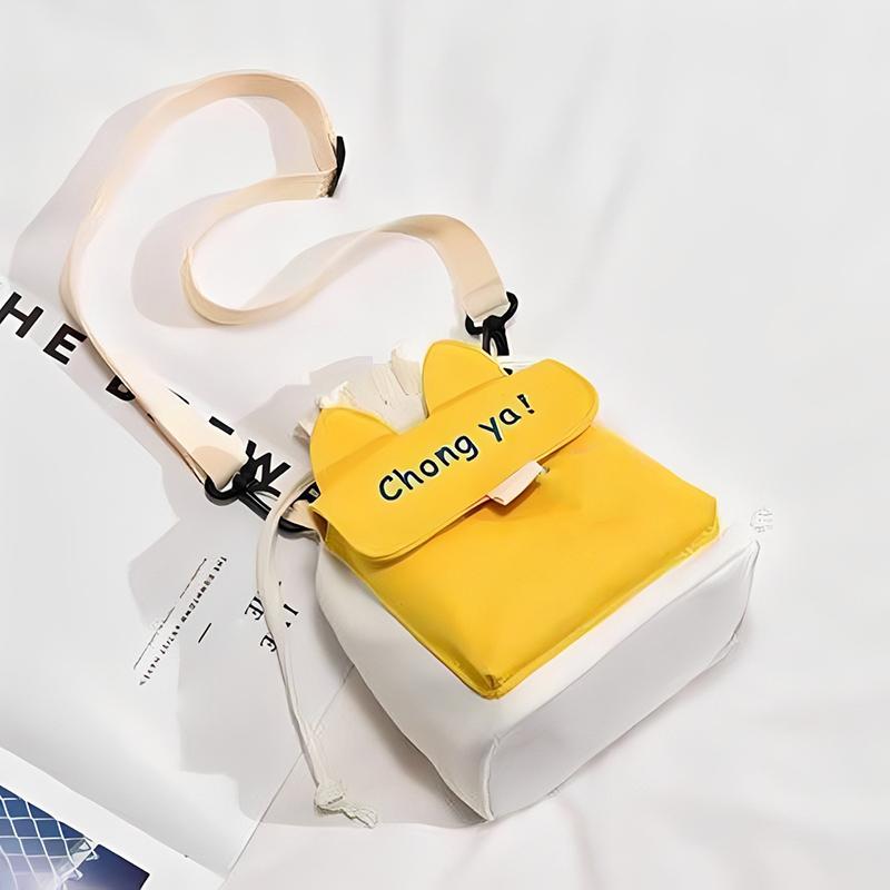 Cute Canvas Bag New Solid Color, Small Ear Crossbody Bag Women's Ins Style Large Capacity Crossbody Bag