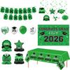 Graduation Party Decoration Set 33pcs Congrats Grad Banner Swirls Balloons Tablecloth Centerpieces for Graduation Celebration Supplies