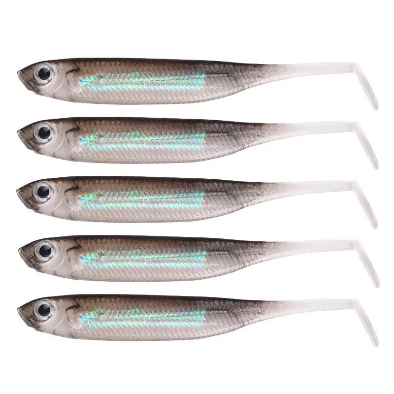 

5 шт. Джиг-головка Риболовна М яка Приманка Барвиста Т-подібний хвіст Риболовна Приманка Штучна Жива Приманка-черв як Короп Окунь Свімбейт Воблер Снасті Приманка 7cm-2.4g чорний