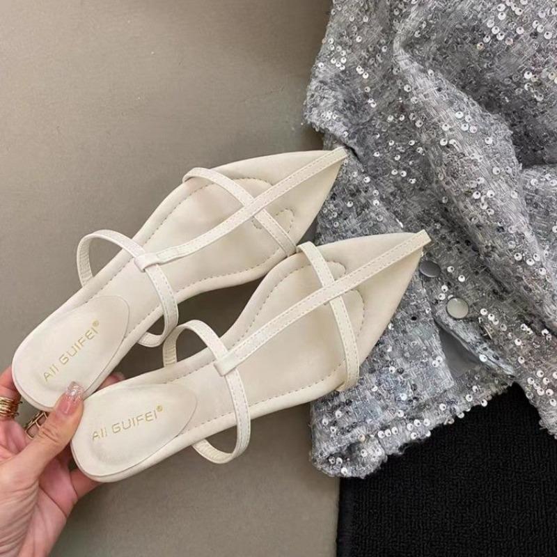 Fashion New Style Women's Shoes Narrow Band Heels Women Sandals Fashionable Pointed Toe Toe Jump Pump Stripper Party Women's Slippers