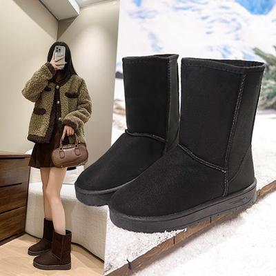 Outdoor Mountaineering Snow Boots Fur Integrated High Boots 2025 Winter Velvet Warm Short Boots One Pedal Snow Cotton Shoes