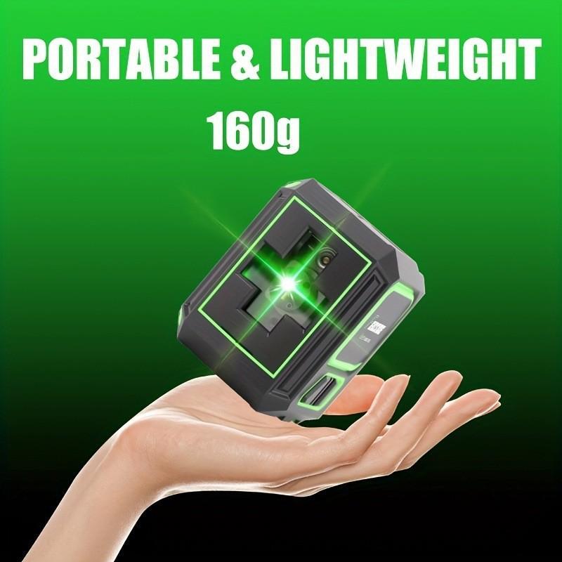 Mini Laser Level: 2-Line Green Light, Strong & Thin, Auto-Winding