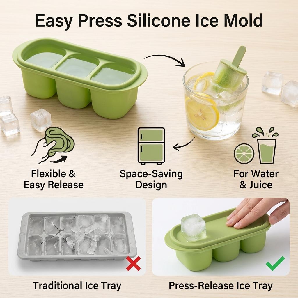 Silicone Mini Ice-Cube Mold Press Release Household Freezer Ice Tray
