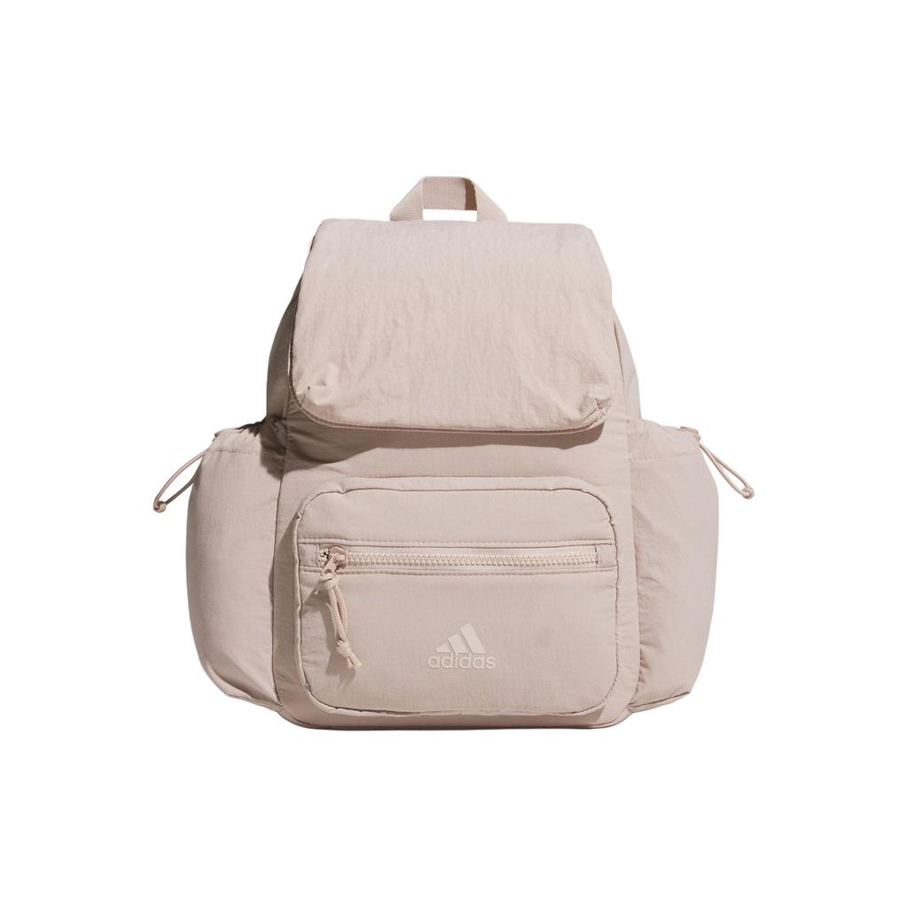 Adidas Flap Classic Casual Large Capacity Nylon Backpack Women Backpack Miracle-Gray Brown JJ2089