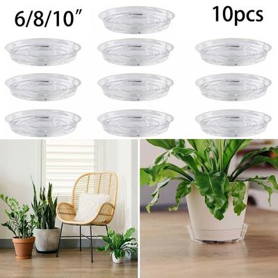 10 Stück Untersetzer für Blumentöpfe Gartenpflanzen Untertasse Abtropfschale Transparent Snackbehälter