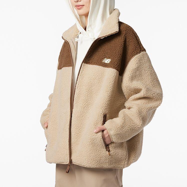 New Balance Velvet Jackets Women's Khaki Stand Collar Thickened And Fleece Lined Unisex AWJ33334-INC