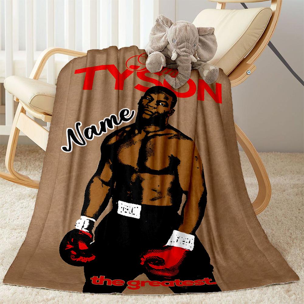 Mike Tyson: Greatest Personalized Text Blanket Throw Personalized Blanket Soft & Cozy Suitable for Chair Nap Seaside Office for All Occasions