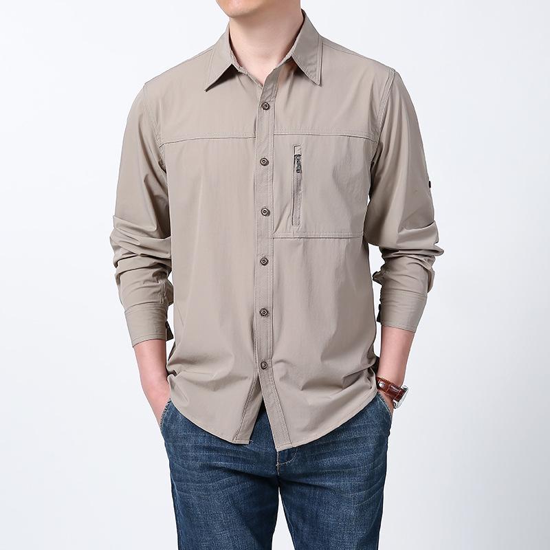 Herren Sommer Schnelltrocknend Kurzarm Übergröße Locker Arbeitskleidung Hemd 102