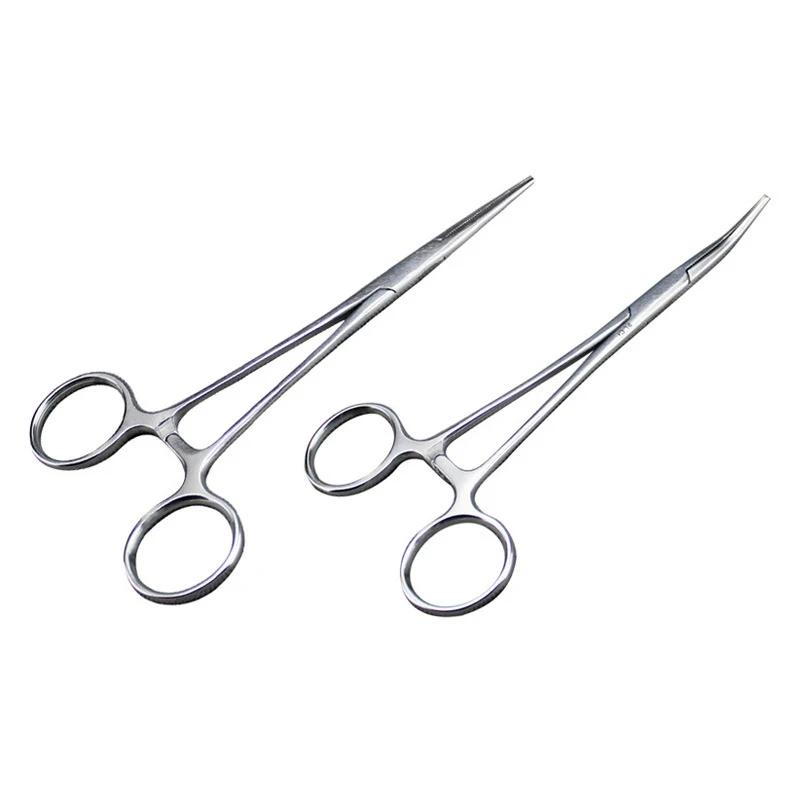 1PC Stainless Steel Curved Tip and Straight Tip Forceps Locking Clamps Hemostatic Forceps Arterial Forceps Clamp Fish Hook Plier