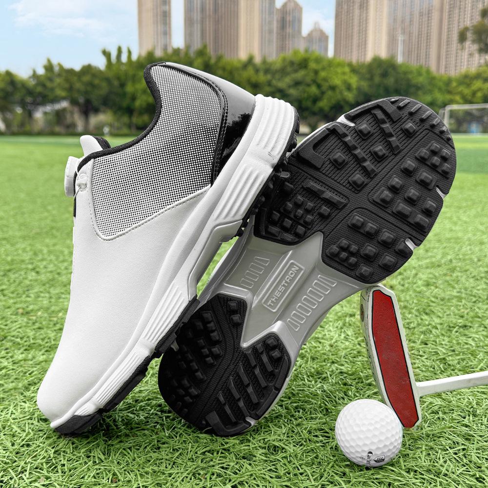 X618 Men's Non-slip Plus Size Golf Shoes with Rotating Buckle - Breathable and Graffiti Design Casual Sports Footwear