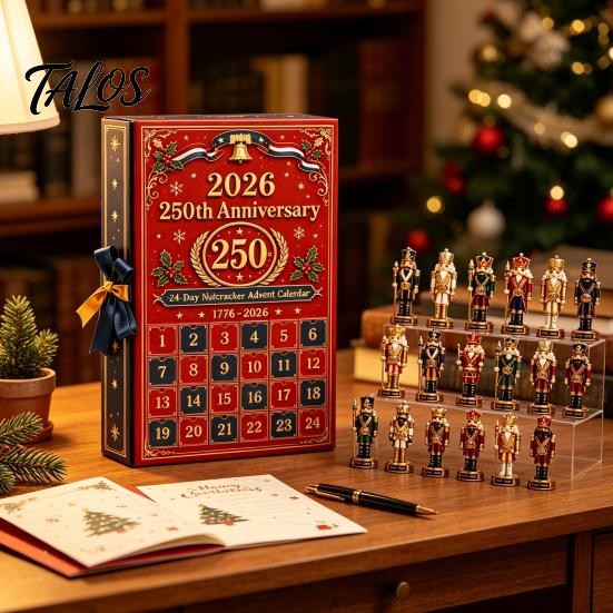 Christmas Tree Decoration 2026 Nutcracker Advent Calendar, 24-Day Retro Soldier Figure Countdown Set, 2D Interactive Holiday Toy Flat Acrylic Hanging