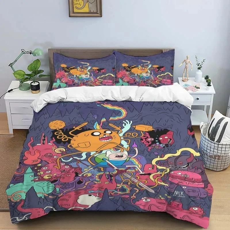 Premium Cartoon Adventure Time Finn And Jake Duvet Cover Comforter Bed Single Twin Full Queen Size 3D Youth Girl Boys Gift