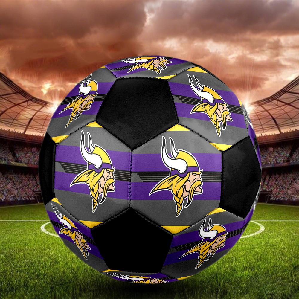Minnesota Vikings Soccer Ball Colorful All Ages Machine Stitched PVC Competition Ready Durable High-Bounce.SIZE5